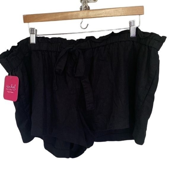 Maternity linen shorts NEW blend paper bag waist pockets xxl elastic waistband - Picture 1 of 6